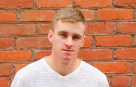 American twink Ryan Jordan jack off his dick outdoor