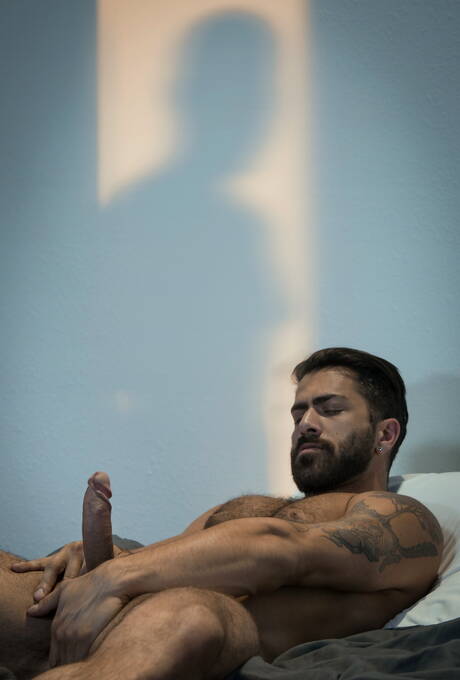 American pornstars hairy stud Adam Ramzi and tough guy Noah Donovan in hot interracial ass bang