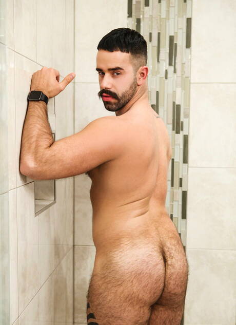 French mature bear Teddy Torres and hunky guy Matthew Parker banged each other in bathroom