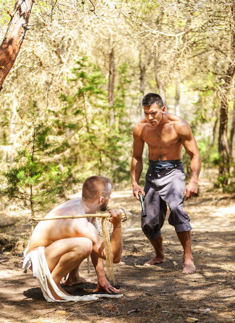 American tough guy Colton Grey and english stud Paddy Obrian fuck ass after sucking cock outside