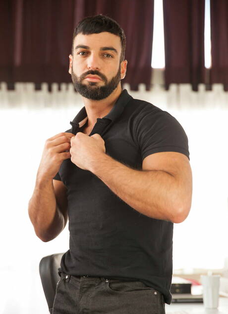 Spanish beefcake Abraham Al Malek and dutch tough guy Logan Moore have a hot couple scene