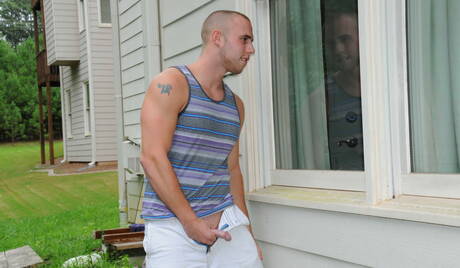 American  Charlie Harding and  Atticus Benson have anal sex outdoor