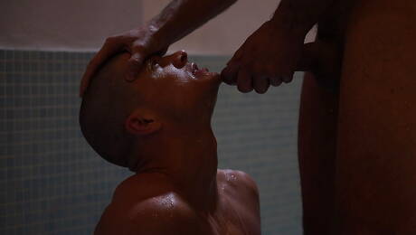 Swedish beefcake Ruslan Angelo and russian well-built Michael Lucas posing nude