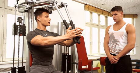 Russian stud Andrei Karenin and czech strongman Jeroen Mondrian have anal sex in shower