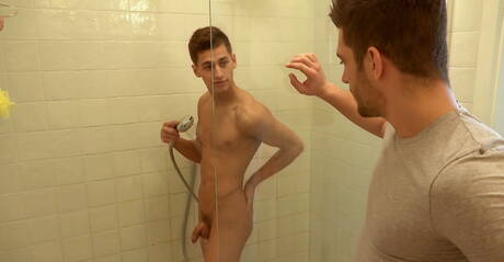 Czech stars tough guy Ariel Vanean and hot twink Benoit Ulliel fuck ass after blowjob in hot shower