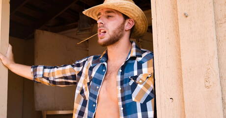 Two american dudes hunky guy Carter Woods and otter Julian Brady in hot homosexual action