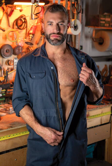 Nice american buddies strongman Alex Mecum and hot bear Cole Connor in hot ass bang outdoor