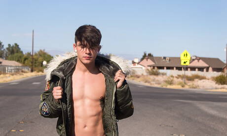 American hot twink Andy Taylor get naked and showing his butt at the pool