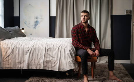 Husky guy Devy and american muscular Felix Fox fuck ass after blowjob