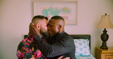 Hot american dudes stud Andre Donovan and otter Adam Ramzi have interracial anal sex
