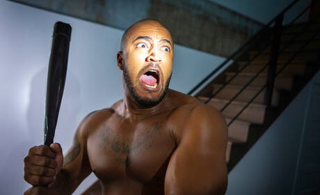 Canadian tough guy Skyy Knox and black hunk Jason Vario in hot interracial ass bang