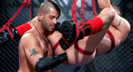 Crazy hunks Tony Buff and Chris Vosef in bdsm session with pissing and fisting