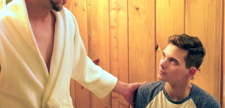 Beefy Anthony Divino and american young dude Mark Winters fuck ass after sucking cock