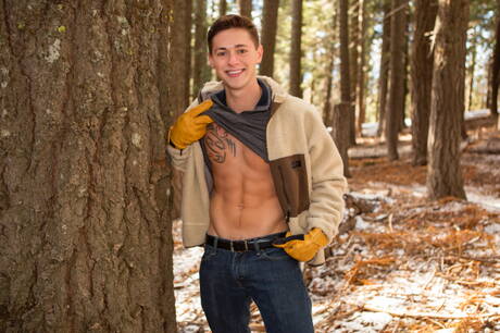 Nasty buddies Joey, Brodie and Lane in hot threesome anal sex outside