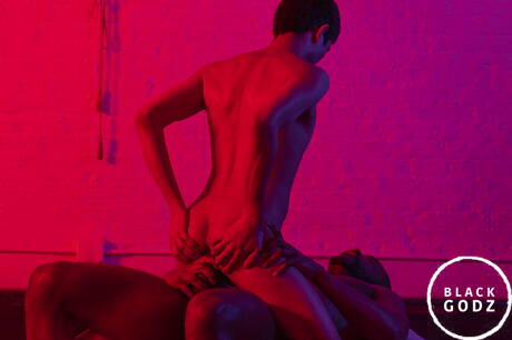 Black well-built Lawrence Portland and young Inaki have a hot sex