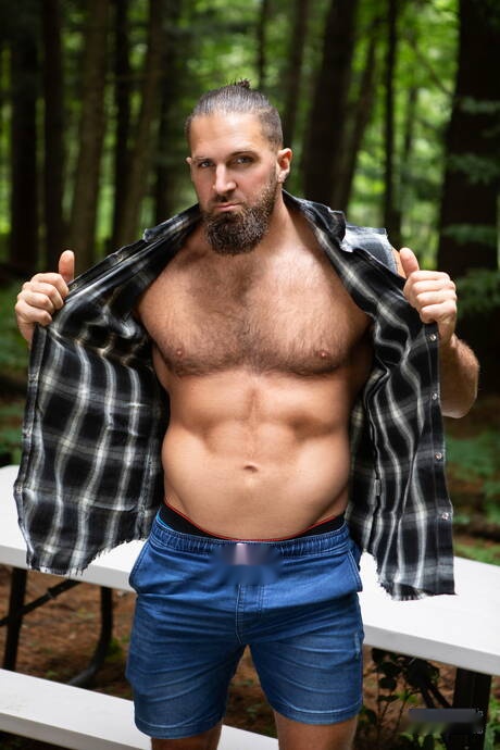 American pornstars strong bull Chuck Conrad and young Sam Ledger sucking and screwing each other outside