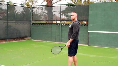 Jessie, Peter, Leo, Dirk, Robin, Blake Stone, Tyson, Dominic, Mario Costa in gangbang scene outdoor