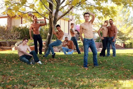 Jessie Colter, Peter Le, Leo Sweetwood, Dirk Wakefield, Robin, Blake Stone, Tyson, Dominic Pacifico, Mario in hot male orgy at pool