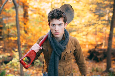 Adam Ramzi,Calvin Banks,Carter Dane,Jacen Zhu,Levi Karter and Sean Ford posing outdoors and sucking each other