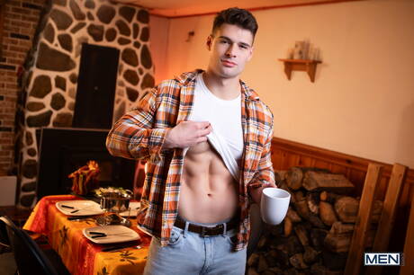 Canadian muscular Malik Delgaty and stud Liam Alyesto love each other outdoor