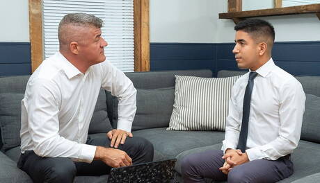 American hairy bear Dillon Stone and latin young Milo Miles in hot ass bang