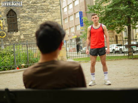 Venezuelan twink Roman Capellini and czech hunk Simon Best in hard anal sex outdoor